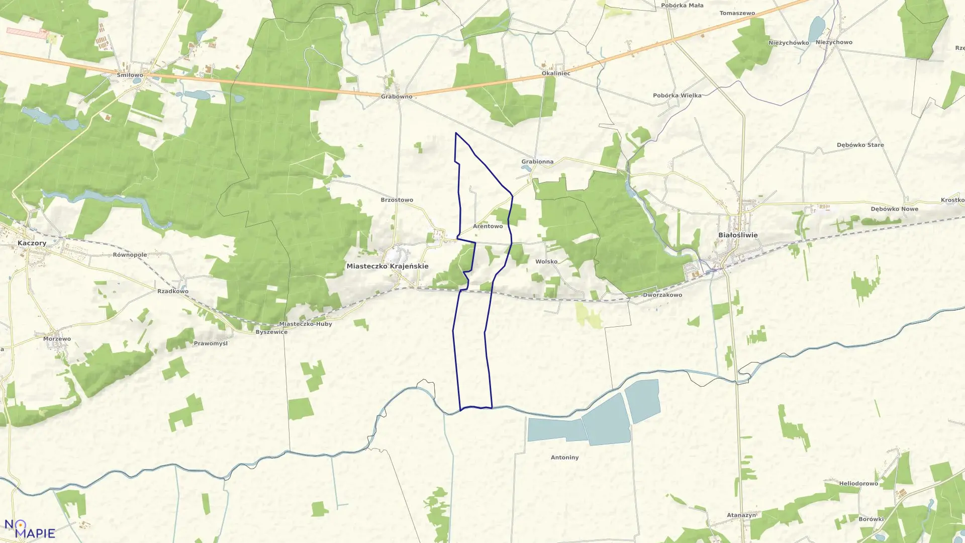 Mapa obrębu ARENTOWO w gminie Miasteczko Krajeńskie