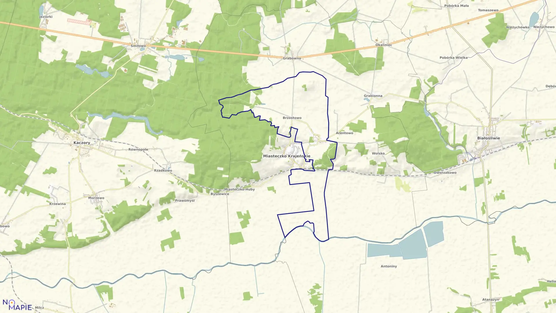 Mapa obrębu BRZOSTOWO w gminie Miasteczko Krajeńskie