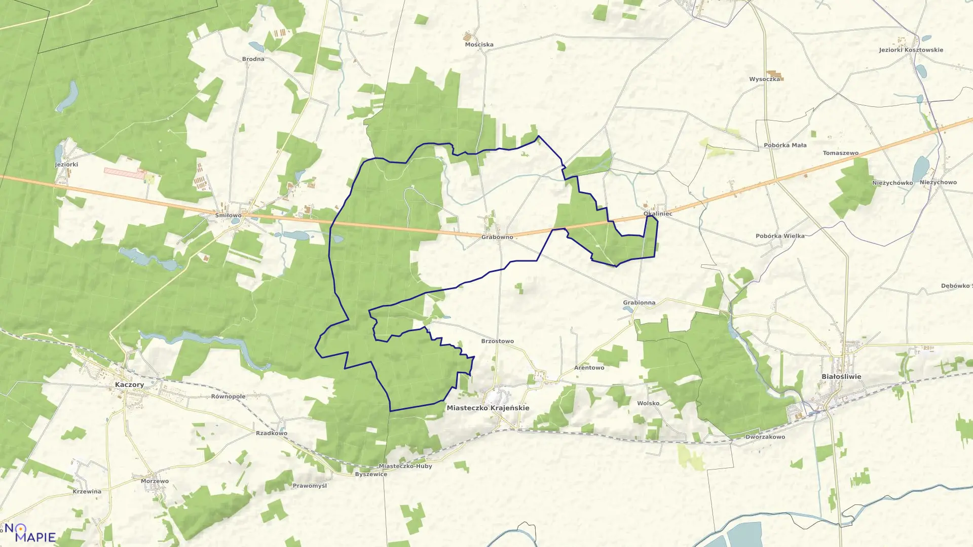 Mapa obrębu GRABÓWNO w gminie Miasteczko Krajeńskie